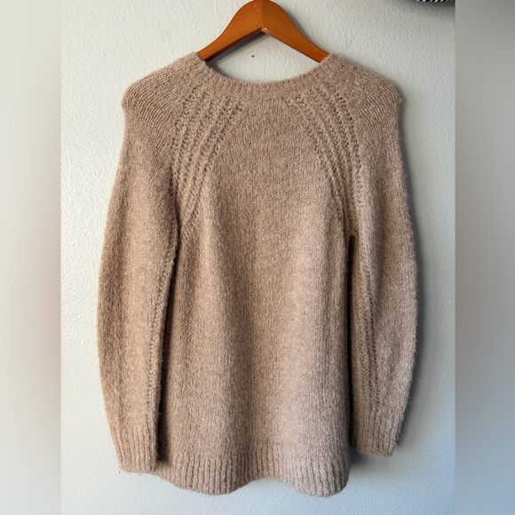 Alpaca Blend Knit Beige Tan Crew Neck Long Sweater by Muji Women Small - Picture 7 of 10